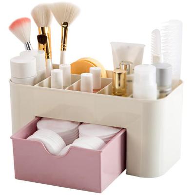 China Viable Organizer 6 Compartments Storage Beauty Tool Drawer Vanity Cosmetic Storage Box With 1 Drawer for sale