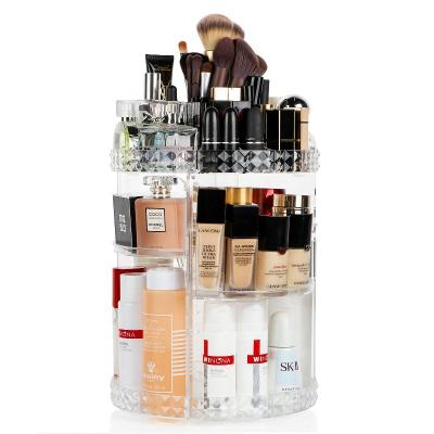 China 3 Tier Rotating Cosmetics Transparent Detachable Acrylic Storage Sustainable 360 ​​Rotating Makeup Organizer for sale