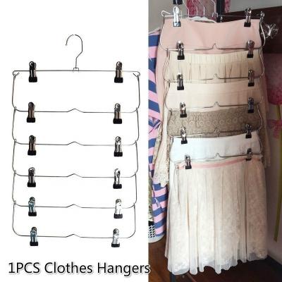 China Contemporary Multilayer Metal Folding Hangers Pants Clips Rack With 12 Clips for sale