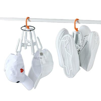 China Eco-friendly Material Clothes Rotating Foldable Hanging Shoes Hang Rack Double Shoes Hanger Drying Rack for sale