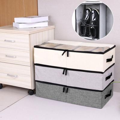 China Large Space Saver Sustainable Comforters Foldable Trash Can Cotton Canvas Underbed Storage Box Organizer for sale