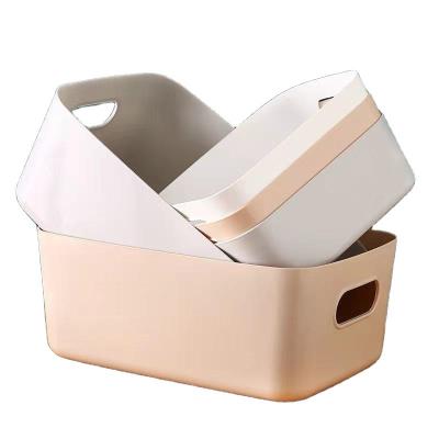 China Sustainable Home Stackable Sundries Books Toys Clothes Plastic Storage Box Storage Basket With Handle for sale