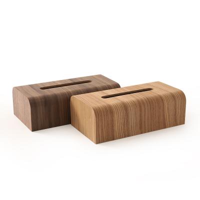 China Modern Home Office Paper Storage Walnut Table Living Room Kitchen Toilet Hotel Wooden Tissue Box for sale