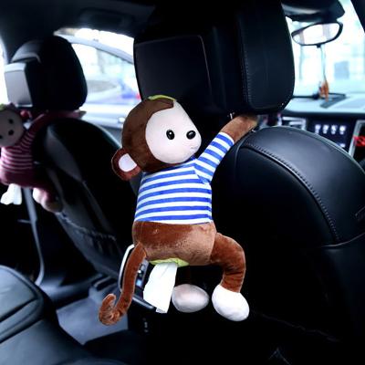 China Cute Cartoon Animals Monkey Modern Car Hanging Tissue Box Cute Paper Towel Case For Sofa Seat for sale