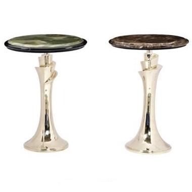 China Modern High Quality Luxury Agate And Copper Brass Hotel Bed Side Tea Table for sale