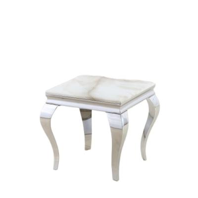 China Modern Marble Top with Silver Stainless Steel Side Table for sale