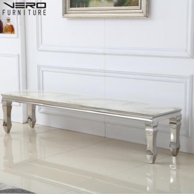 China Hot Selling Modern Rectangle Marble Top With Silver Stainless Steel Hotel TV Stand for sale