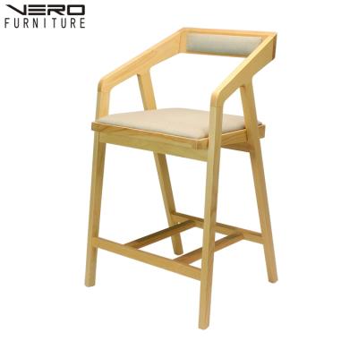 China Modern Hot Selling Nordic Modern Leather Fabric High Bar Wooden Furniture Sneak Bar Chairs With Armrest for sale