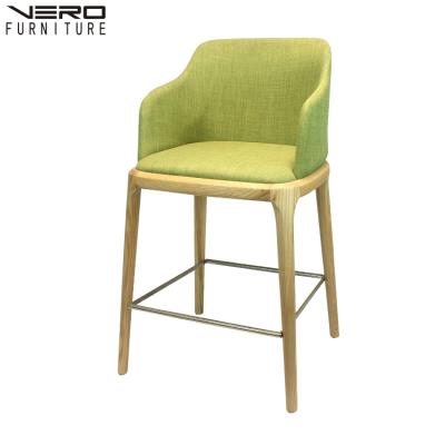 China Modern Home Casual Furniture Coffee Shop High Counter Stool Stainless Steel And Ash Wood Low Bar Chairs Leather Modern Bar Stools for sale