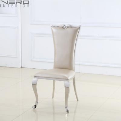 China Simple Design Modern Popular Leather Cushion Stainless Steel Restaurant Dining Chairs for sale