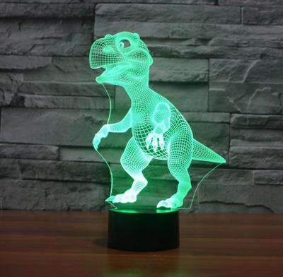 China Eco-friendly Gift 7 Color Changing Kids Lights 3D Dinosaur Led Night Light Lamp Touch Table Desk Lamps With Acrylic 3D Flat And Night Light for sale