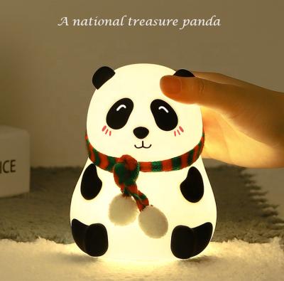 China Eco-friendly Creative USB Rechargeable Bedroom Table Lamp Multicolor Charging Kids Sleep Mate Cartoon Led Silicon Panda Light for sale