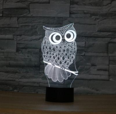 China Eco-friendly Illusion Owl Led Light, 7 Colors Amazing Led Lamp 3d Lamp Optical Illusion Lamp Decorations Home Decorations for sale