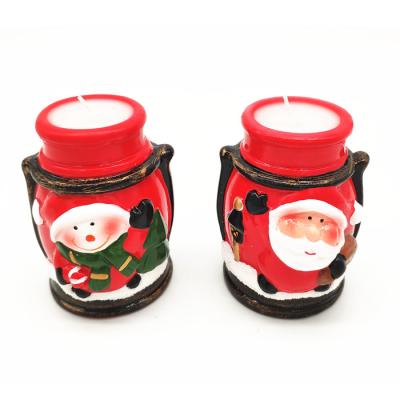 China European Design Christmas Santa and Snowman Ceramic Candle Holder Decoration for sale