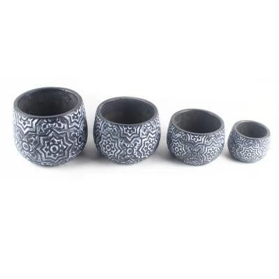 China Modern Wholesale Cheap Round Cement Flower Pot Cement Planter For Indoor Pot for sale