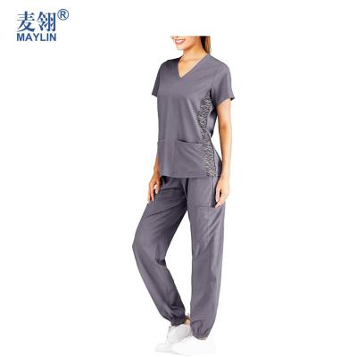 China Medical Woven Fabric Lab Coat Scrubs Hospital Nursing Food Service Uniforms For Women Stretch Scrub Jogger Set for sale