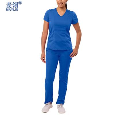 China Medical Woven Fabric Hospital Uniforms Scrubs Nursing Scrubs Modern V-Neck Short Sleeve Tops And Scrubs Jogger Sets for sale