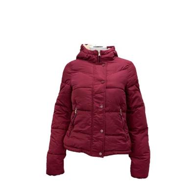 China Breathable Washable Women Winter Down Jackets Woven Polyester Fill Red Coats for sale