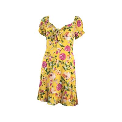 China 2021 Breathable Personality Rayon Fabric Women Flower Printing Dresses For Sale for sale