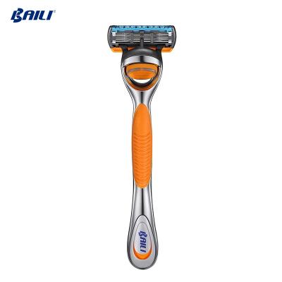 China Five Blade Razor Baili 5 Blade Cartridge Shaving System Razor Stainless Steel Metal Shaving Razor for sale