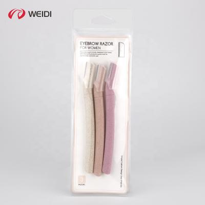 China Hot Sale Straw Material Eyebrow Razor Imported Wheat Single Blade Eco-friendly Biodegradable Stainless Steel Blade Facial Razor for sale