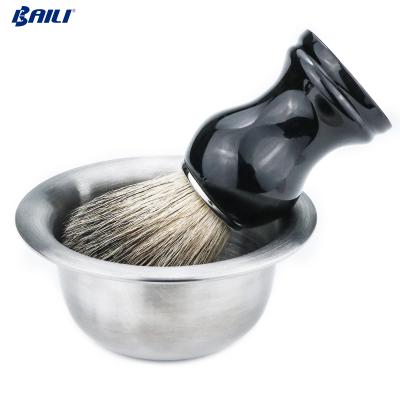 China Amazon Best Selling Modern Plastic Chrome Plated Matte Metal Stainless Shave Bowl Shaving Soap Dish for sale