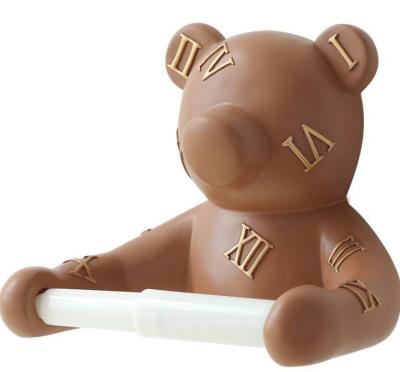 China Europe Resin Bear Paper Holder Paper Towel Holder Popular Cute Bathroom Decoration Soft Gift for sale