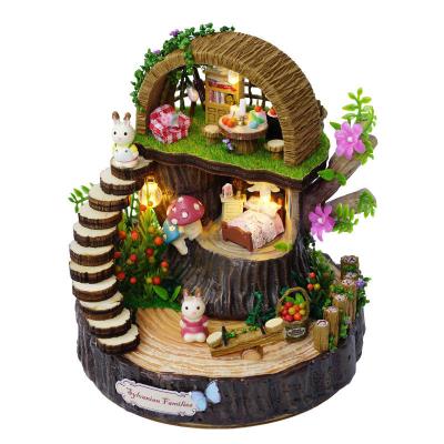 China Decoration Fantasy Forest Totoro Cabin Hand-turning Sky City Music Box, Giving Girlfriend Birthday Gift and DIY Fun for sale