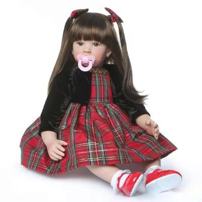 China Hot-selling 60cm long pure handmade toddler hair girl silicone educational baby - doll for sale