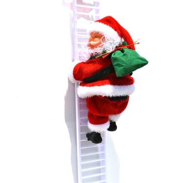 China Climbing Decoration Electric Music Ladder Santa Doll Christmas Decorations Kids Stuffed Toys Christmas Gifts for sale