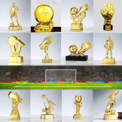 China Non-profit Organizations Sports Trophy Customized Soccer Game Souvenirs Metal Resin Soccer Ball Gold Awards Trophy for sale