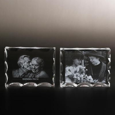 China Europe Crystal Iceberg Rectangle Shape Crystal Promotional Gifts Engraved 3d Laser Crystal Iceberg Photo Cube for sale