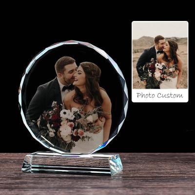 China Europe Sublimation blank Crystal Heart Customized Laser Engraved 3d photo frame crystal Crystal Guests Souvenir Gifts K9 for sale