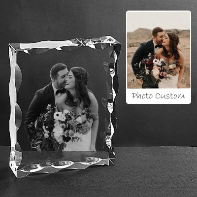 China Crystal Iceberg Photo Frame Customized Laser Engraved 3d Sublimation Blank Europe Crystal Guests Souvenir K9 for sale