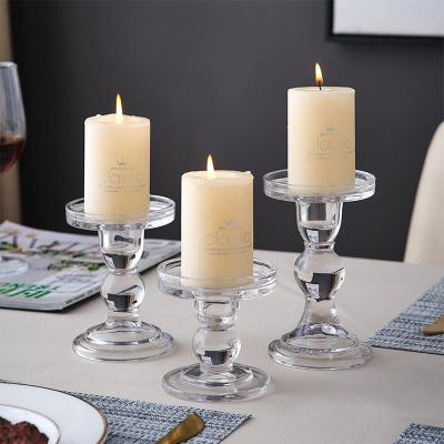 China Home Decorative Candlestick Glass Candle Holder Pillar Decoration Unit Candle Cover Holder for sale