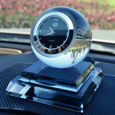 China Fashion Crystal Glass Ball Clock Creative Europe Clear Color Car Ornaments Crystal Clock for sale