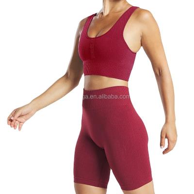 China Breathable Tight Hip Yoga Sports Lifting Bra And Exercising Fitness Workout Shorts Yoga Set Women for sale