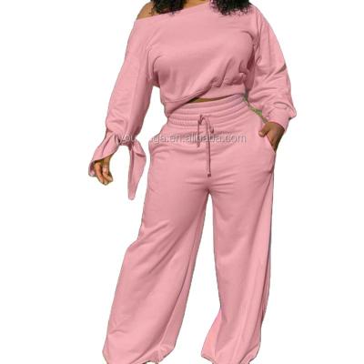 China Solid Color Breathable Casual Long Sleeve Plush Suit Ladies Sports Loose Two-piece Suit for sale