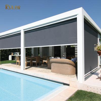 China Modern Customized Outdoor Smart Motorized Vertical Blind Roller Drop Tent Roller Blind Shades For Window Shades for sale