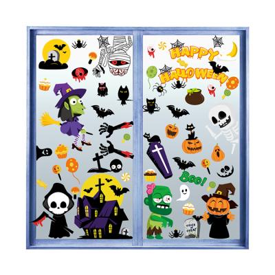 China 2021 Electrostatic Window Sticker Halloween Wall Sticker Zombie Skeleton Pumpkin Halloween Window Sticker for sale