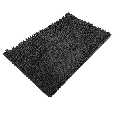 China Shaggy Chenille Bathroom Floor Rug Non Slip Sustainable Soft Machine Washable Water Absorption Bath Mat for sale