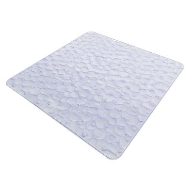 China PVC Mat Clear Non Slip Sustainable Waterproof Shower Custom Size Square Bath Mat for sale