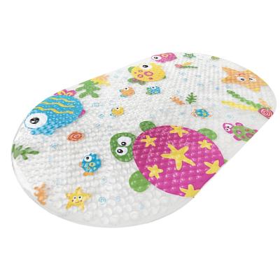 China Custom Printing PVC Bath Mat Non Slip Cartoon Kids Clear Shower Mat Baby Bath Tub Mat Viable for sale