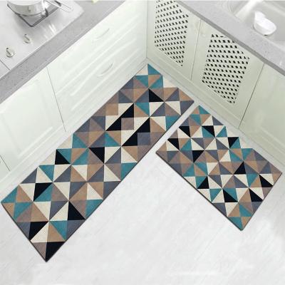 China New Design 2 Pcs Gemoetric Washable Kitchen Mat Set Anti Slip Floor Cover Waterproof Kitchen Mat for sale