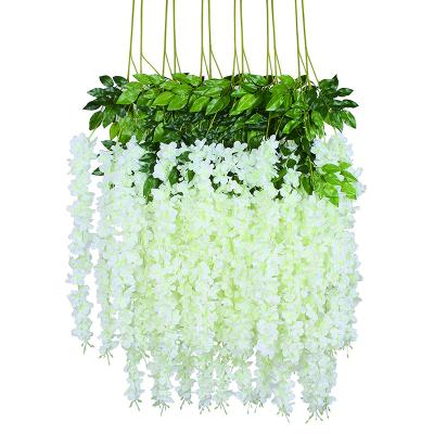 China Modern/Simple Modern/Simple Artificial Wisteria Vine Hanging Garland Plant Bush Silk Hanging Flowers Long String Wedding Home Decor for sale