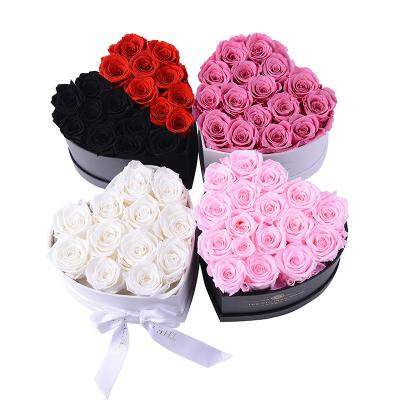 China Romantic Gorgeous Rose Perfect Eternal Rose Preserved high quality durable flower preserved roses in heart box for valentines day gift for sale