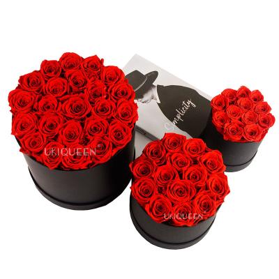 China New Style Gorgeous Romantic Rose Everlasting Forever Big Size Timeless Natural High Quality Rose Flowers Preserved Luxury In Gift Box for sale