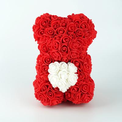 China Wholesale 25cm Artificial Flower Decoration Home Gift Foam Rose Bear With Bear Gift Package Box For Valentine Christmas for sale