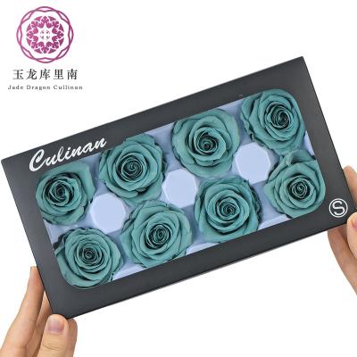 China Real Rose Yunnan Wholesale Preserved Romantic 8pcs/box Preserved Black Roses Boxes Flower Packing 4-5cm Preserved Rose Head for sale