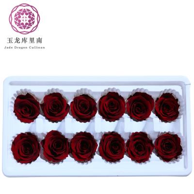 China Real Romantic Preserved Rose 3-4cm 12pcs/box A Grade Preserved Flower Immortal Flowers Romantic Dried Roses DIY Flower Material Master Manual Wedding Material for sale